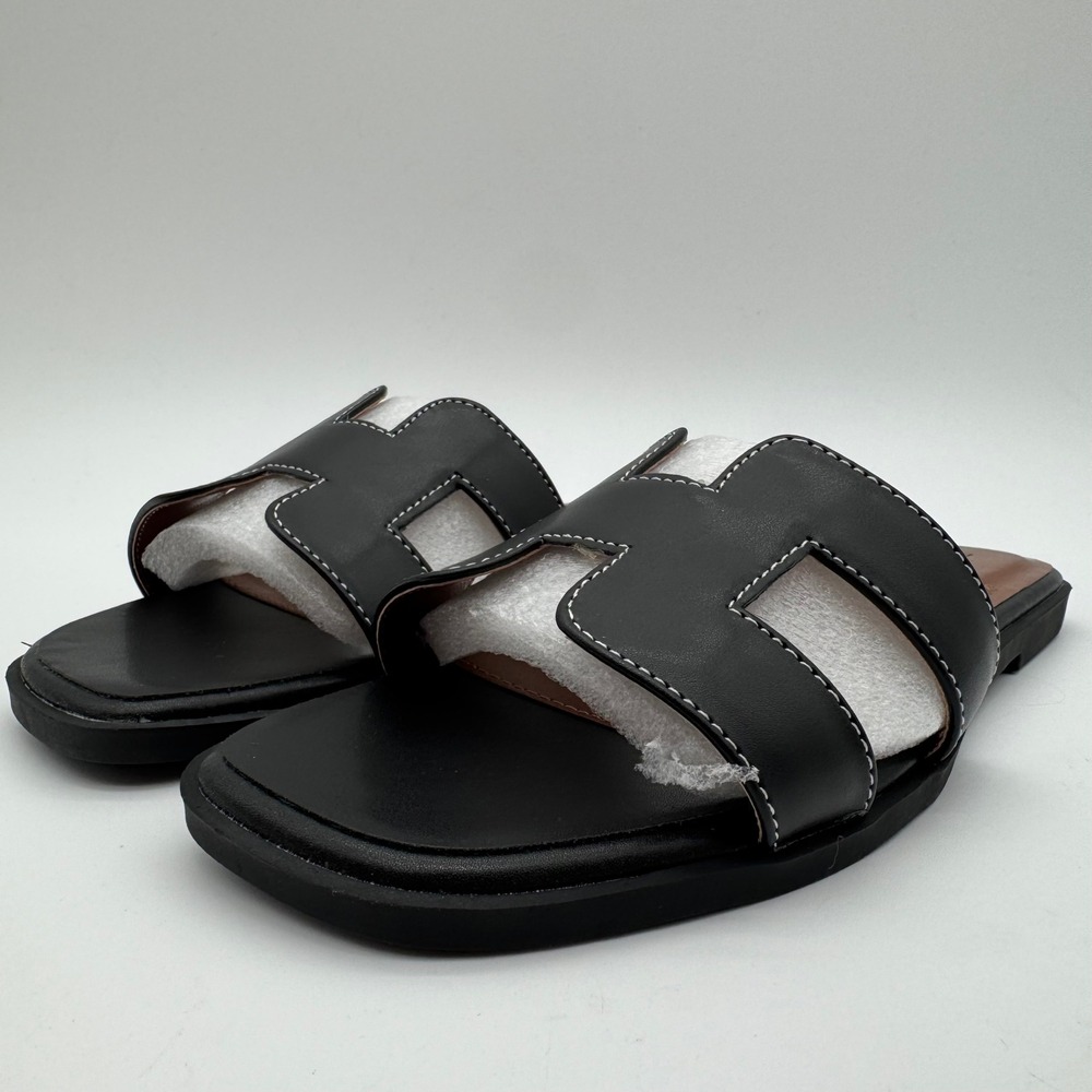 Stratluxx Kaze Slide Sandals Women's Size 8 Black H Strap Flats